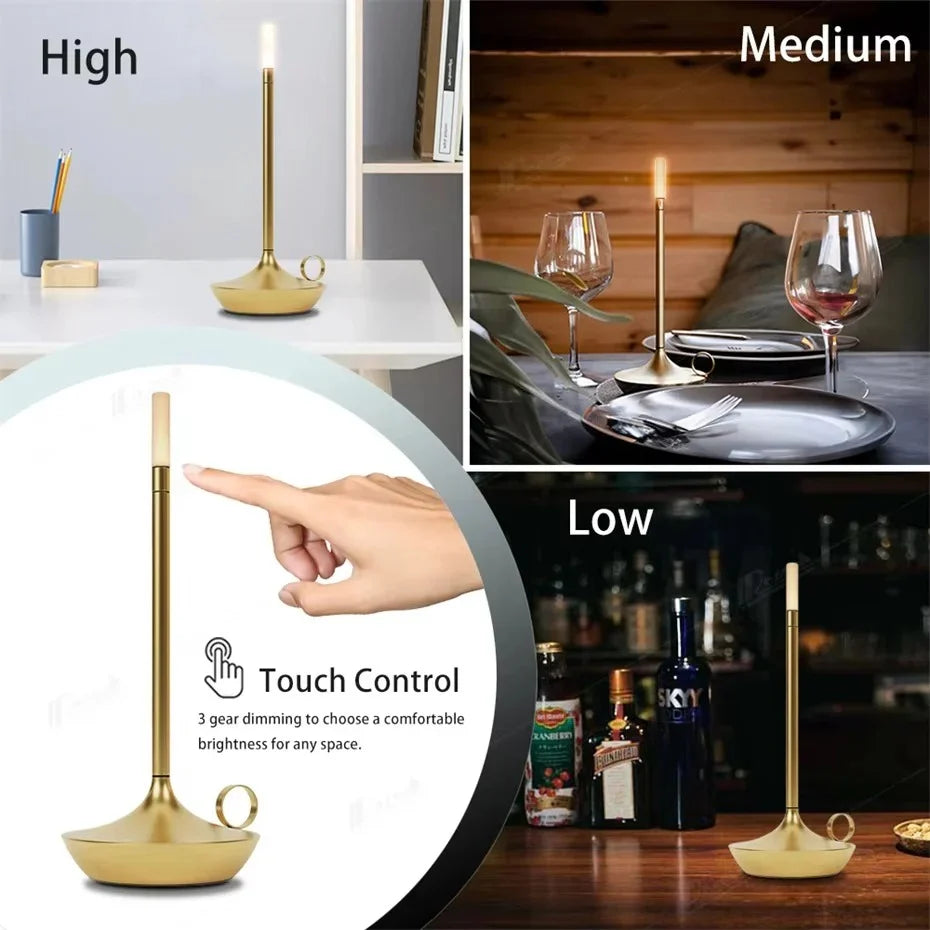 Table Lamp Cordless Rechargeable Candle-Style Warm LED