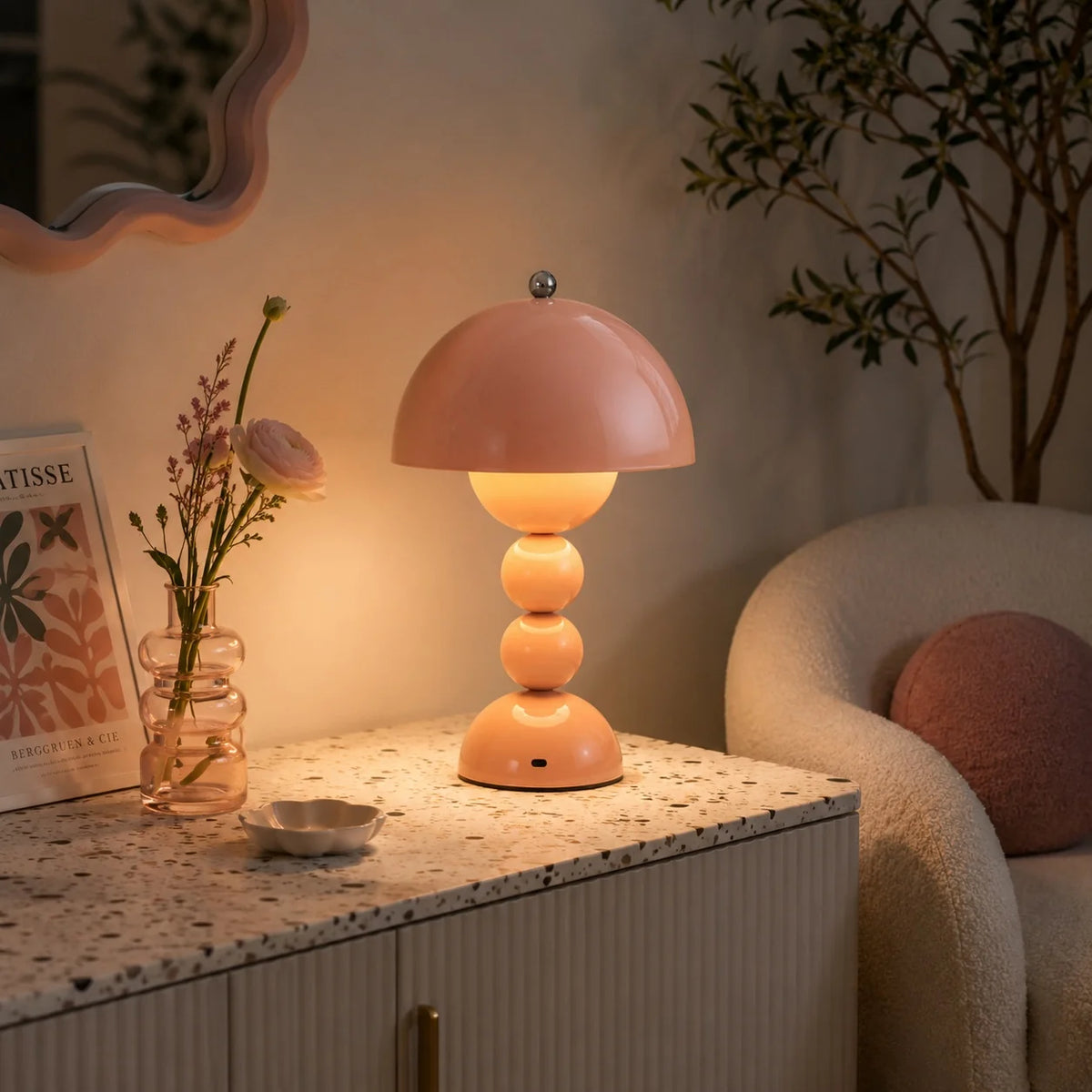 Table Lamp Portable Acrylic Touch Control USB Charging