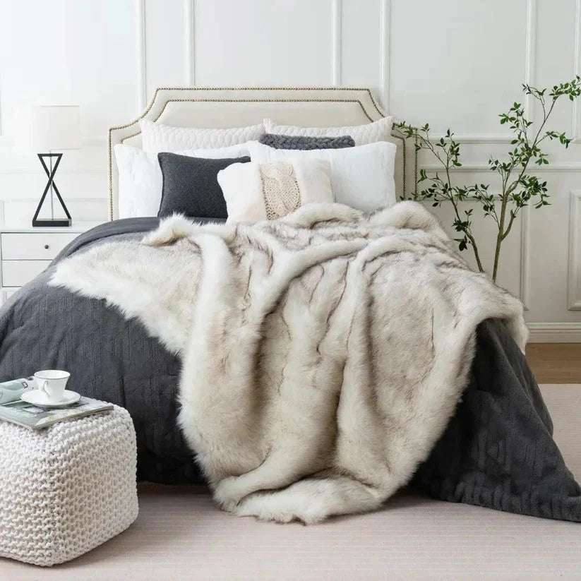 Throw Blanket Weighted Faux Fur Machine Washable