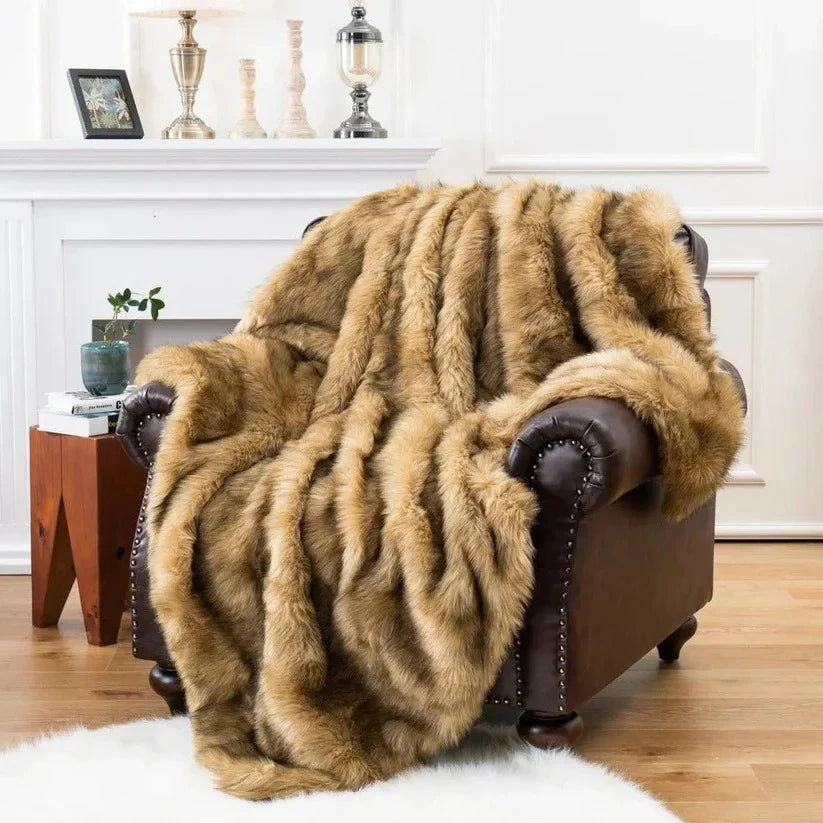 Throw Blanket Weighted Faux Fur Machine Washable