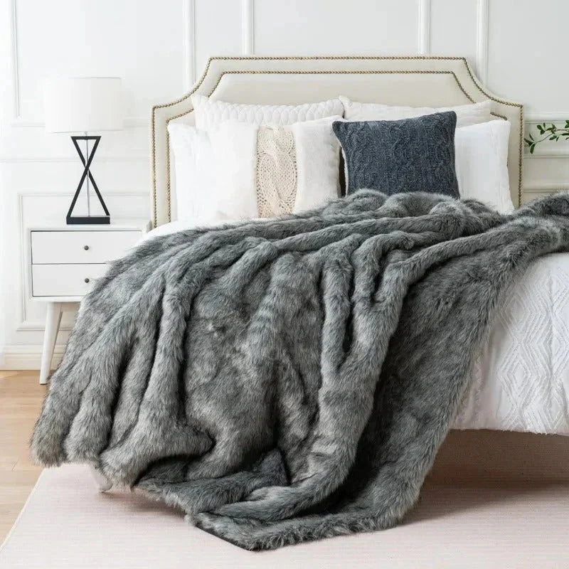 Throw Blanket Weighted Faux Fur Machine Washable