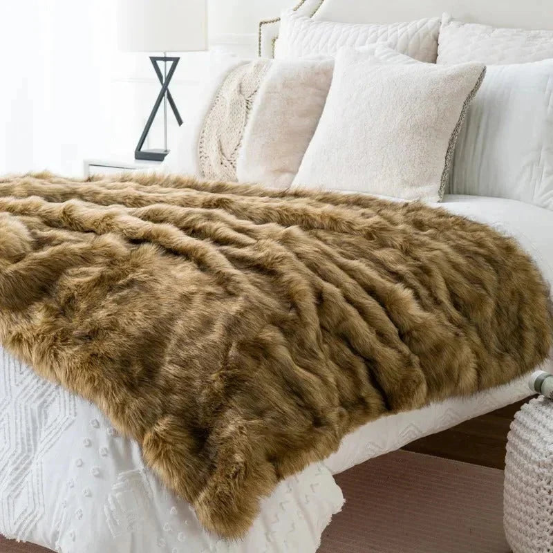 Throw Blanket Weighted Faux Fur Machine Washable