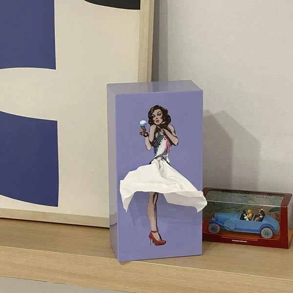 Tissue Box Cover Flying Skirt Design & Weighted Base