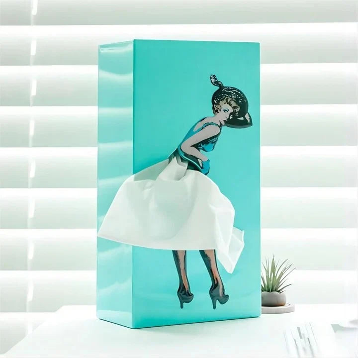 Tissue Box Cover Flying Skirt Design & Weighted Base