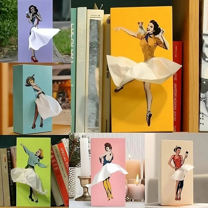 Tissue Box Cover Flying Skirt Design & Weighted Base