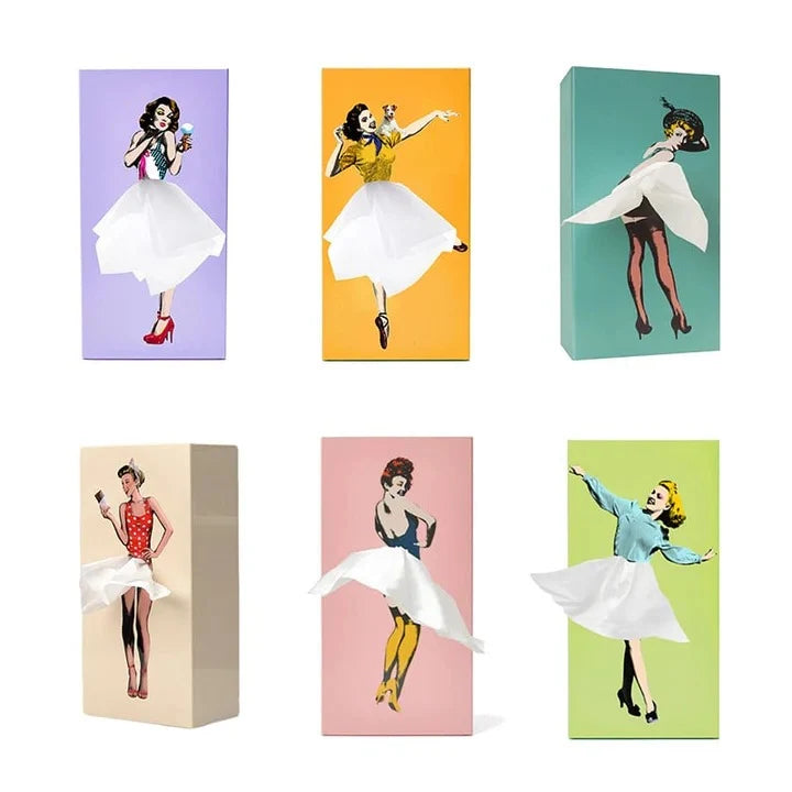 Tissue Box Cover Flying Skirt Design & Weighted Base