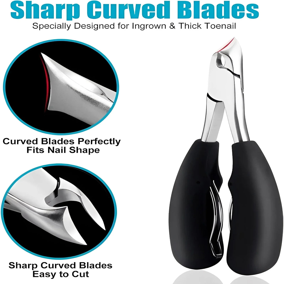 Toenail Clippers Curved Stainless Steel Long Handle Splash Guard