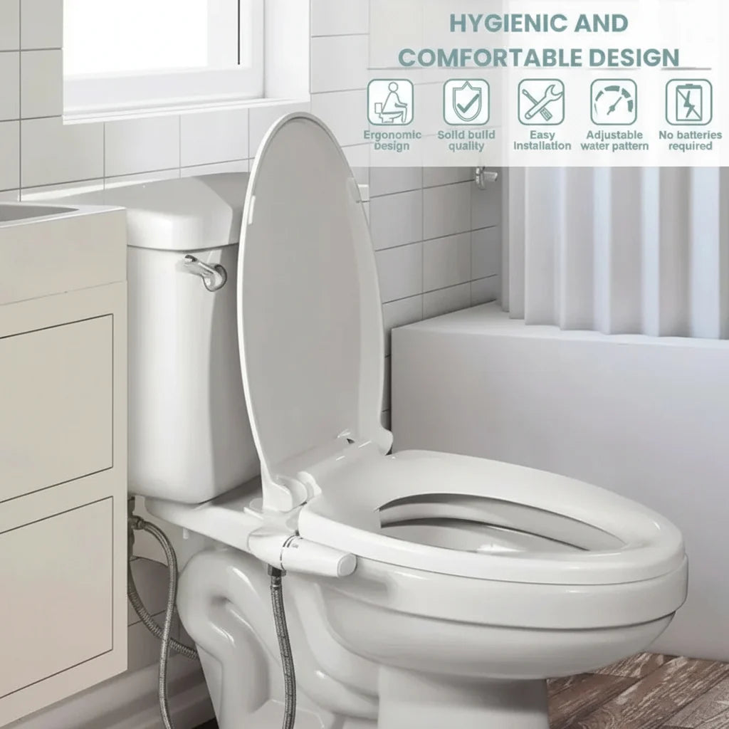 Toilet Bidet Attachment Dual Nozzle & Adjustable Pressure