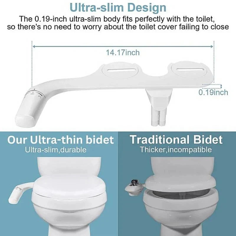 Toilet Bidet Attachment Dual Nozzle & Adjustable Pressure