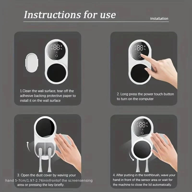 Toothbrush Sanitizer UV Touchless Wall-Mount USB-C