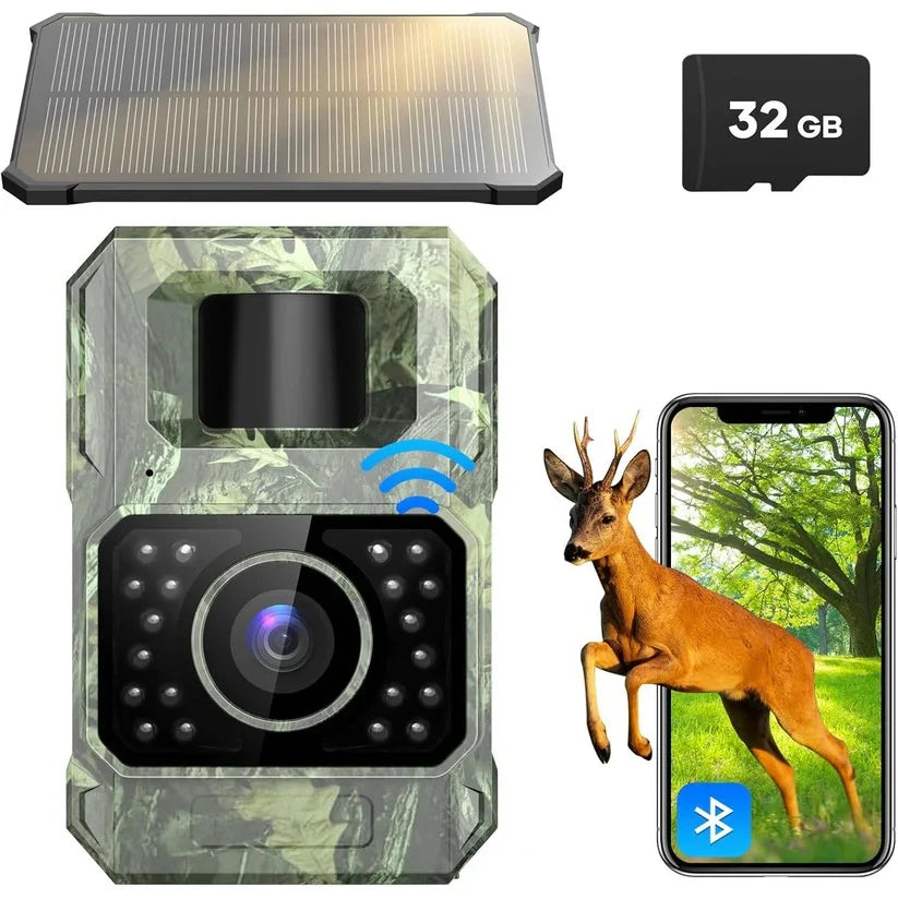 Trail Camera Solar-Powered 48MP Night Vision