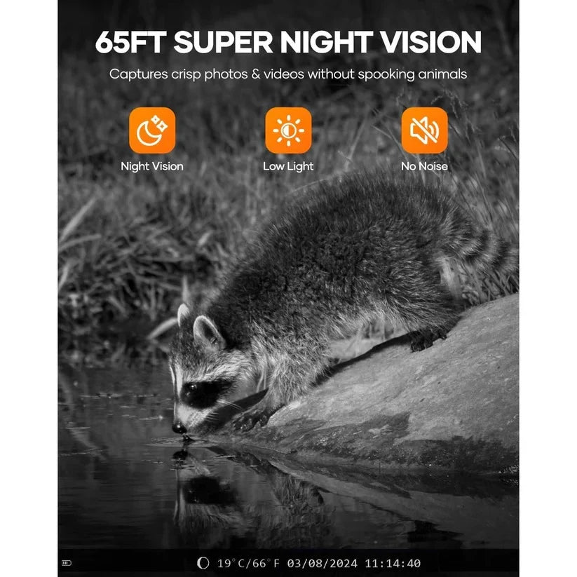Trail Camera Solar-Powered 48MP Night Vision