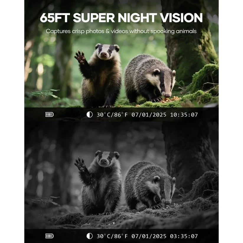 Trail Camera Solar-Powered 48MP Night Vision