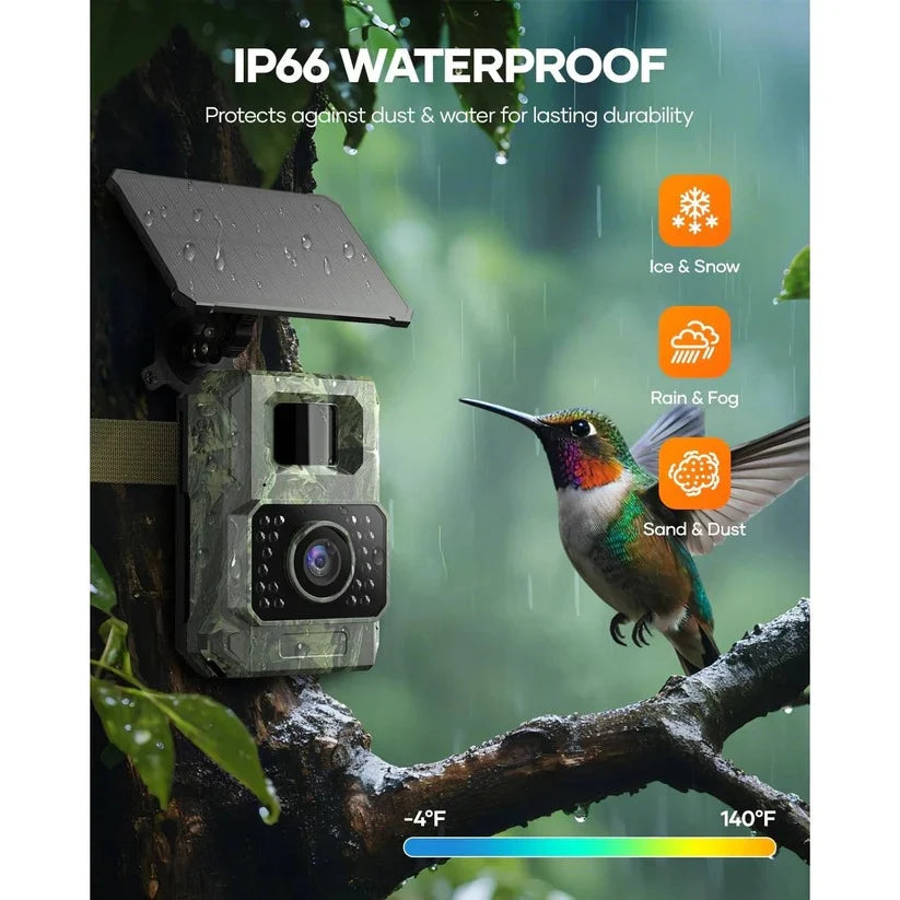 Trail Camera Solar-Powered 48MP Night Vision