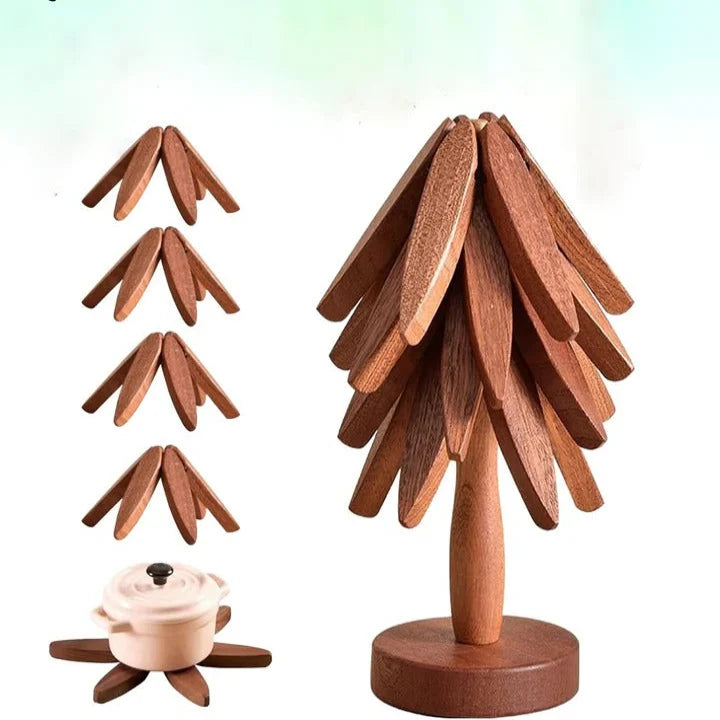 Trivet Solid Wood Gravity-Folding Heat-Resistant