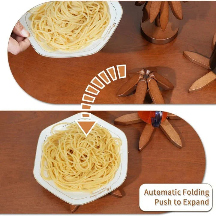 Trivet Solid Wood Gravity-Folding Heat-Resistant