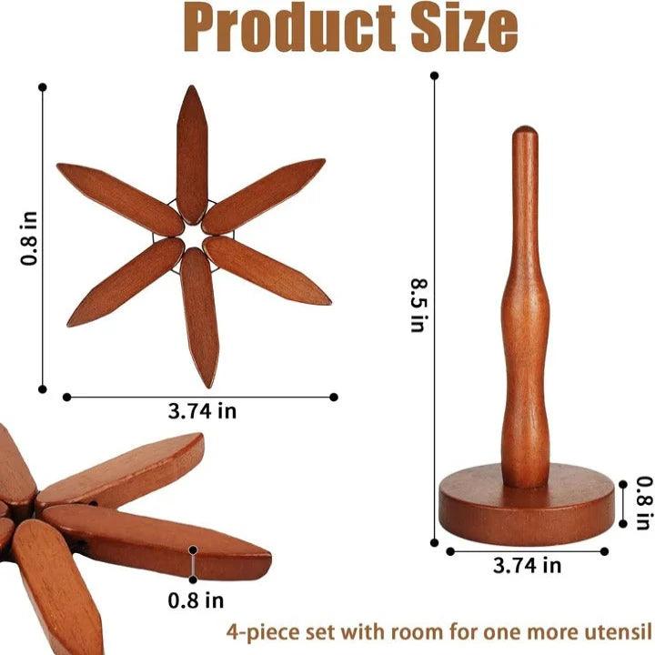Trivet Solid Wood Gravity-Folding Heat-Resistant