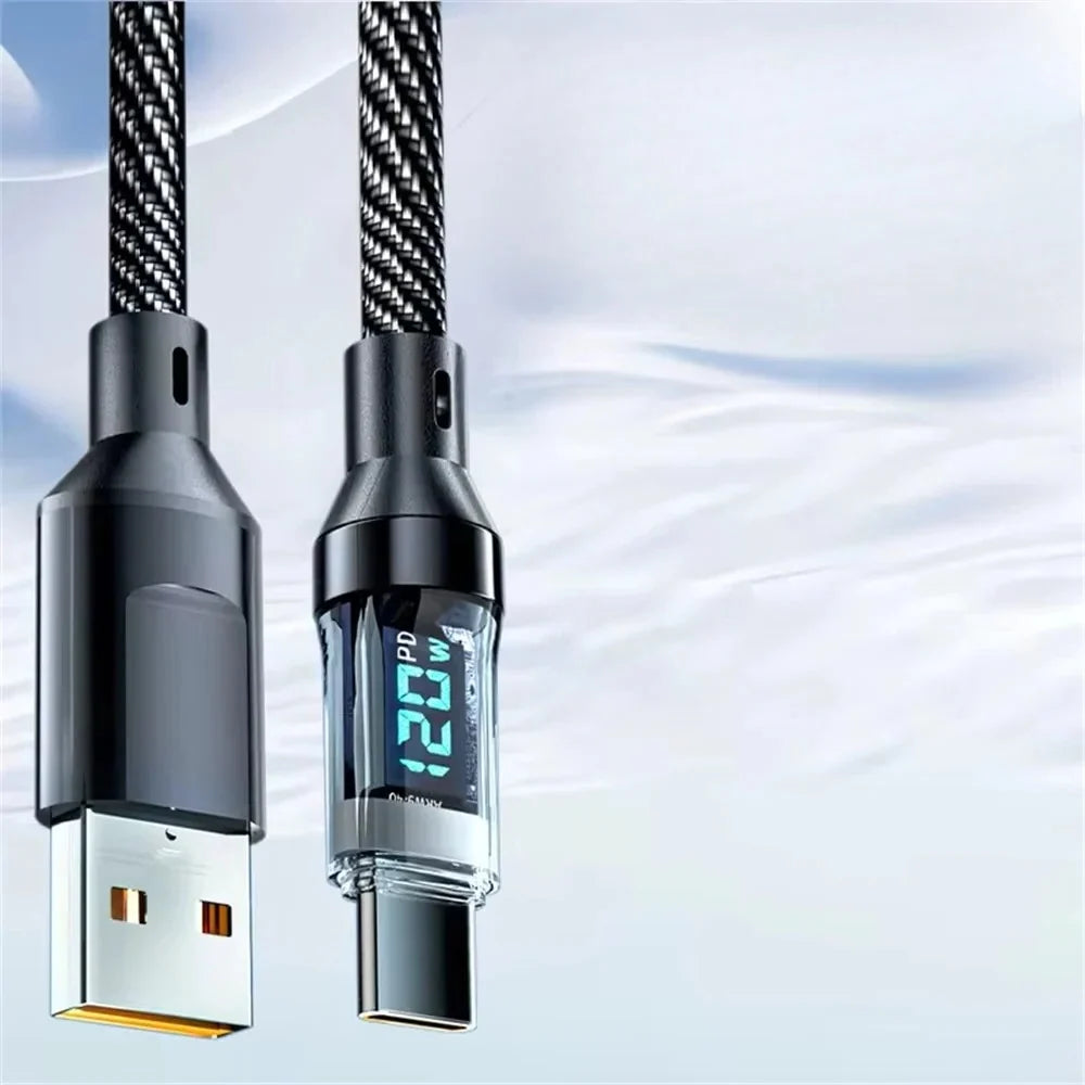 USB-C Cable 120W Fast Charge LED Power Display