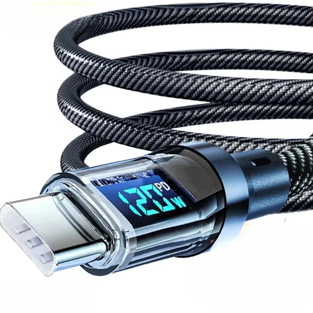 USB-C Cable 120W Fast Charge LED Power Display