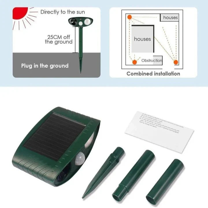 Ultrasonic Repeller Solar-Powered Motion-Activated 2,400 Sq Ft