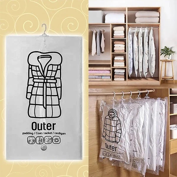 Vacuum Storage Bags Hanging Vertical Compression Set of 4