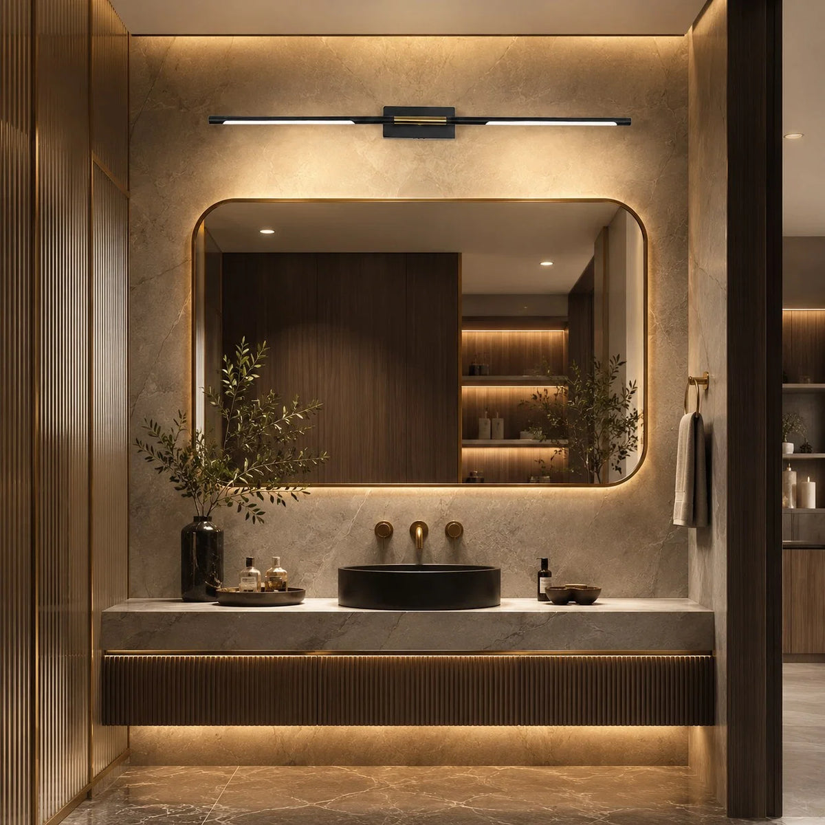 Vanity Light Black & Gold LED Acrylic Diffuser