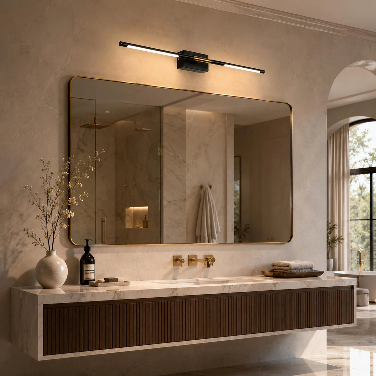 Vanity Light Black & Gold LED Acrylic Diffuser