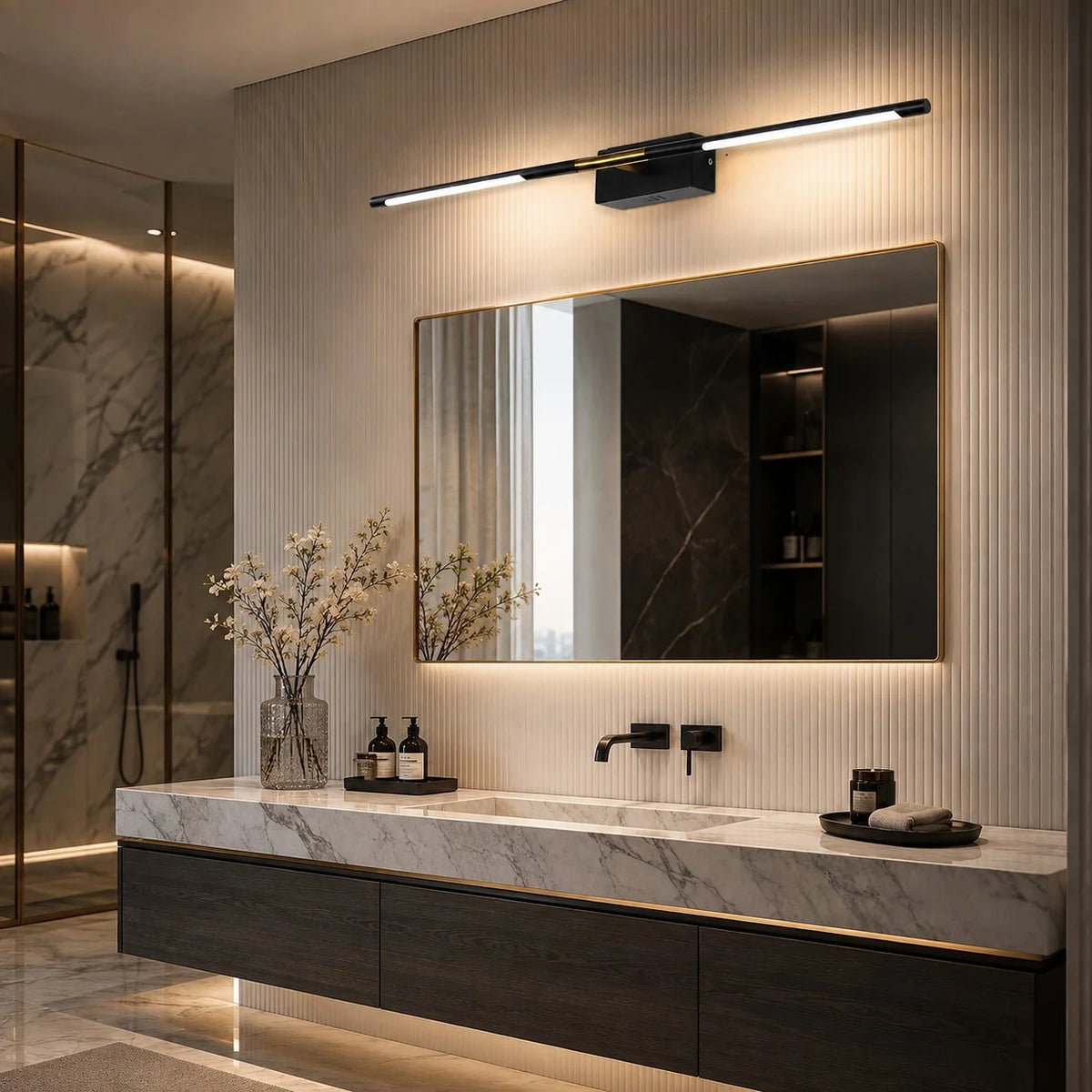 Vanity Light Black & Gold LED Acrylic Diffuser