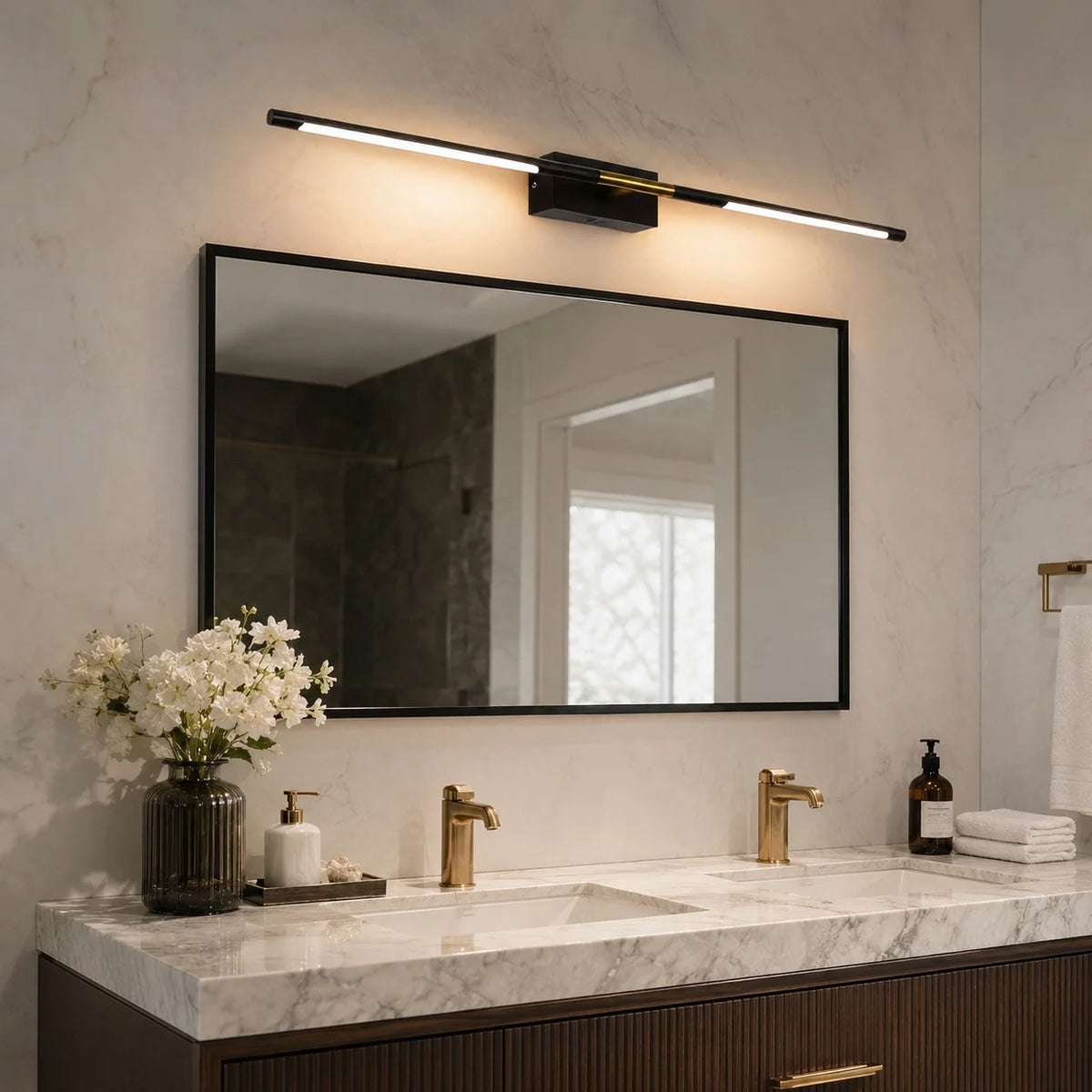 Vanity Light Black & Gold LED Acrylic Diffuser