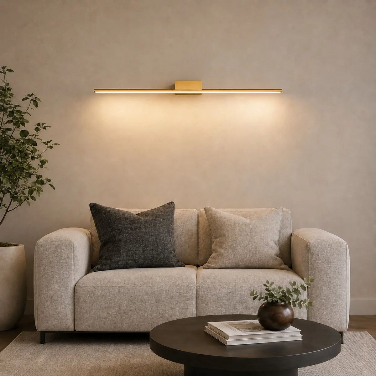 Vanity Light Slim Wall-Mounted Integrated LED Brushed Brass
