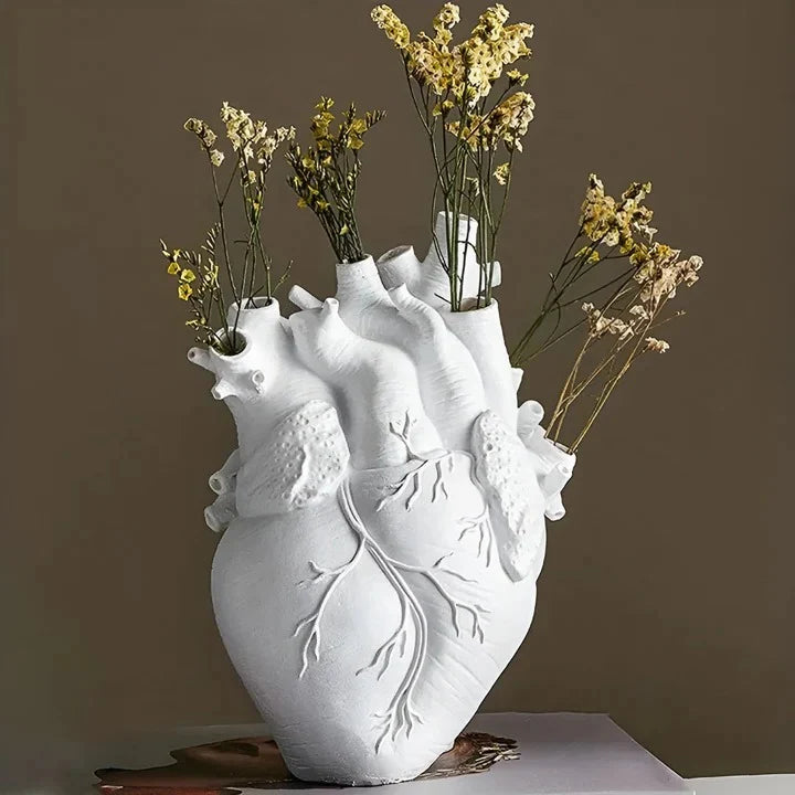 Vase Heart-Shaped Bamboo & Wood Water-Resistant