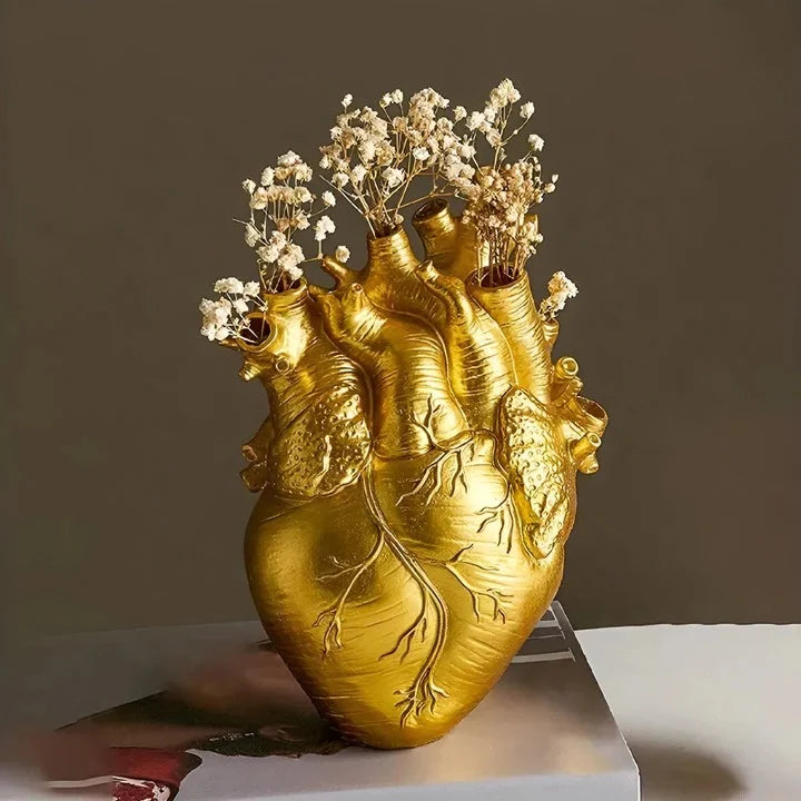 Vase Heart-Shaped Bamboo & Wood Water-Resistant
