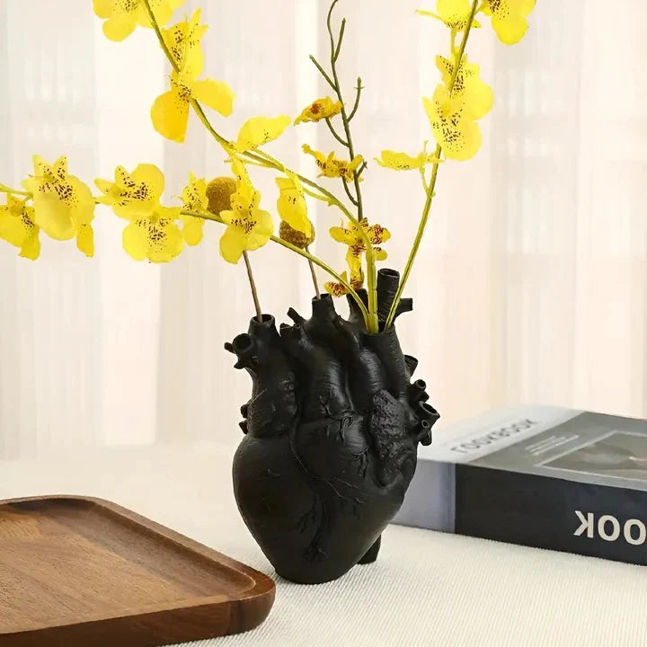 Vase Heart-Shaped Bamboo & Wood Water-Resistant