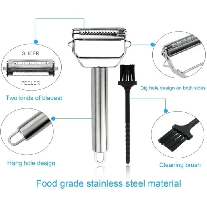Vegetable Peeler Dual Blade Julienne & Peeling Stainless Steel