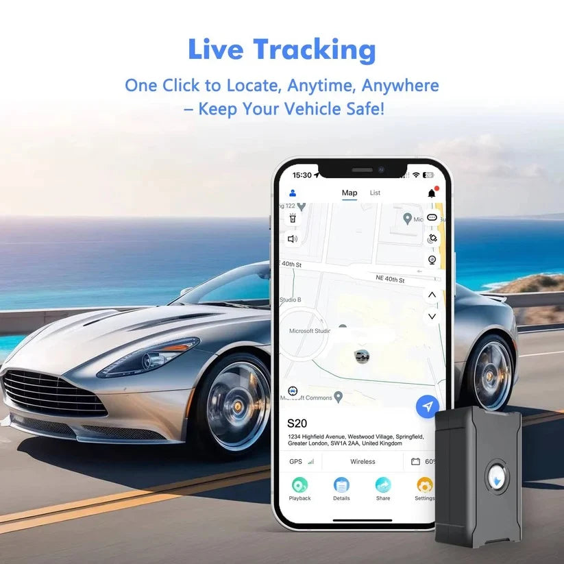 Vehicle GPS Tracker Wireless & Live Tracking 6000mAh Battery
