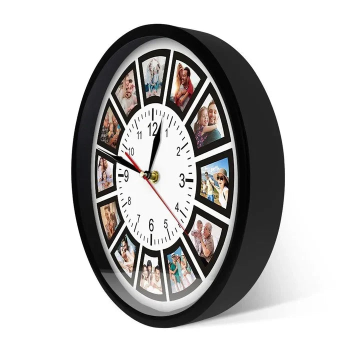 Wall Clock 12 Photo Display Silent Battery Operated