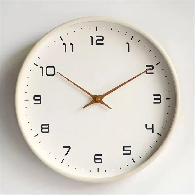 Wall Clock Silent Sweep Solid Wood 10-Inch