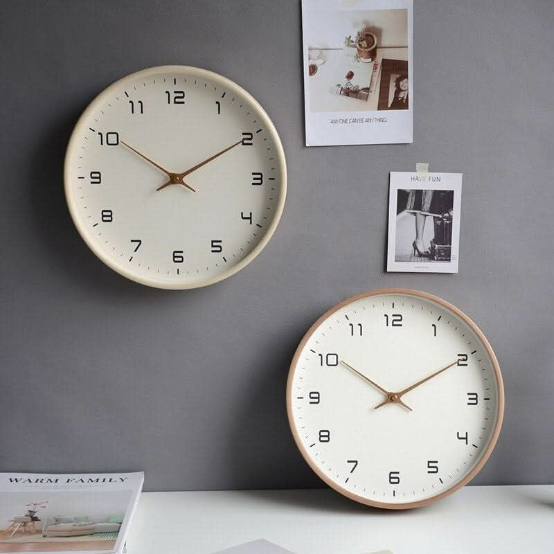 Wall Clock Silent Sweep Solid Wood 10-Inch