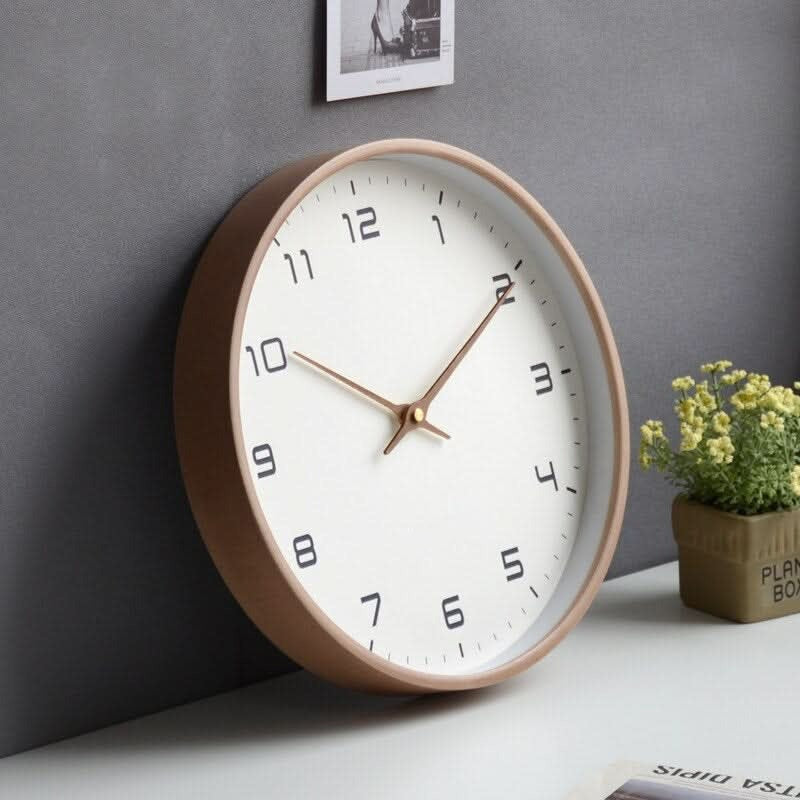 Wall Clock Silent Sweep Solid Wood 10-Inch