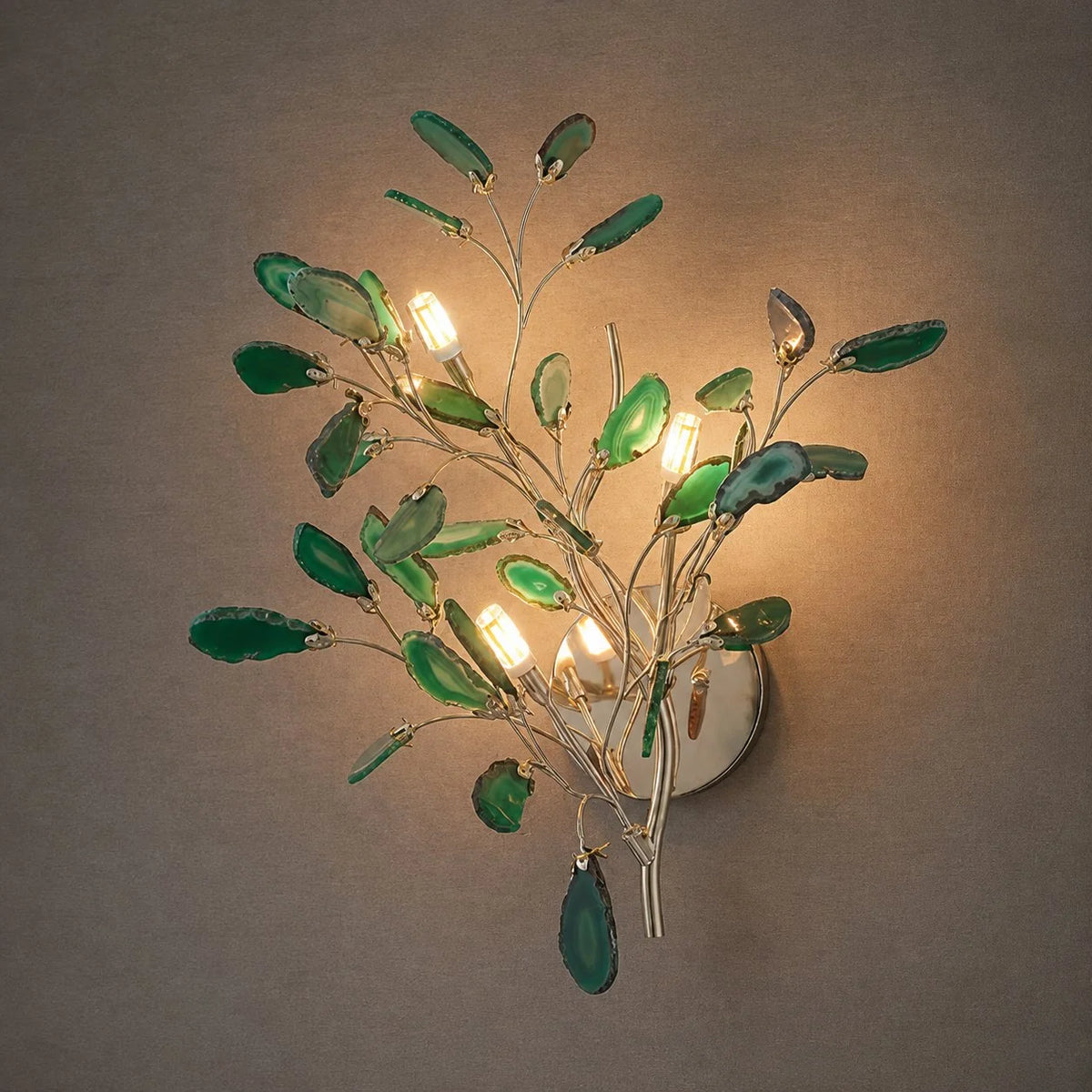 Wall Light Natural Agate Metal Frame Hardwired