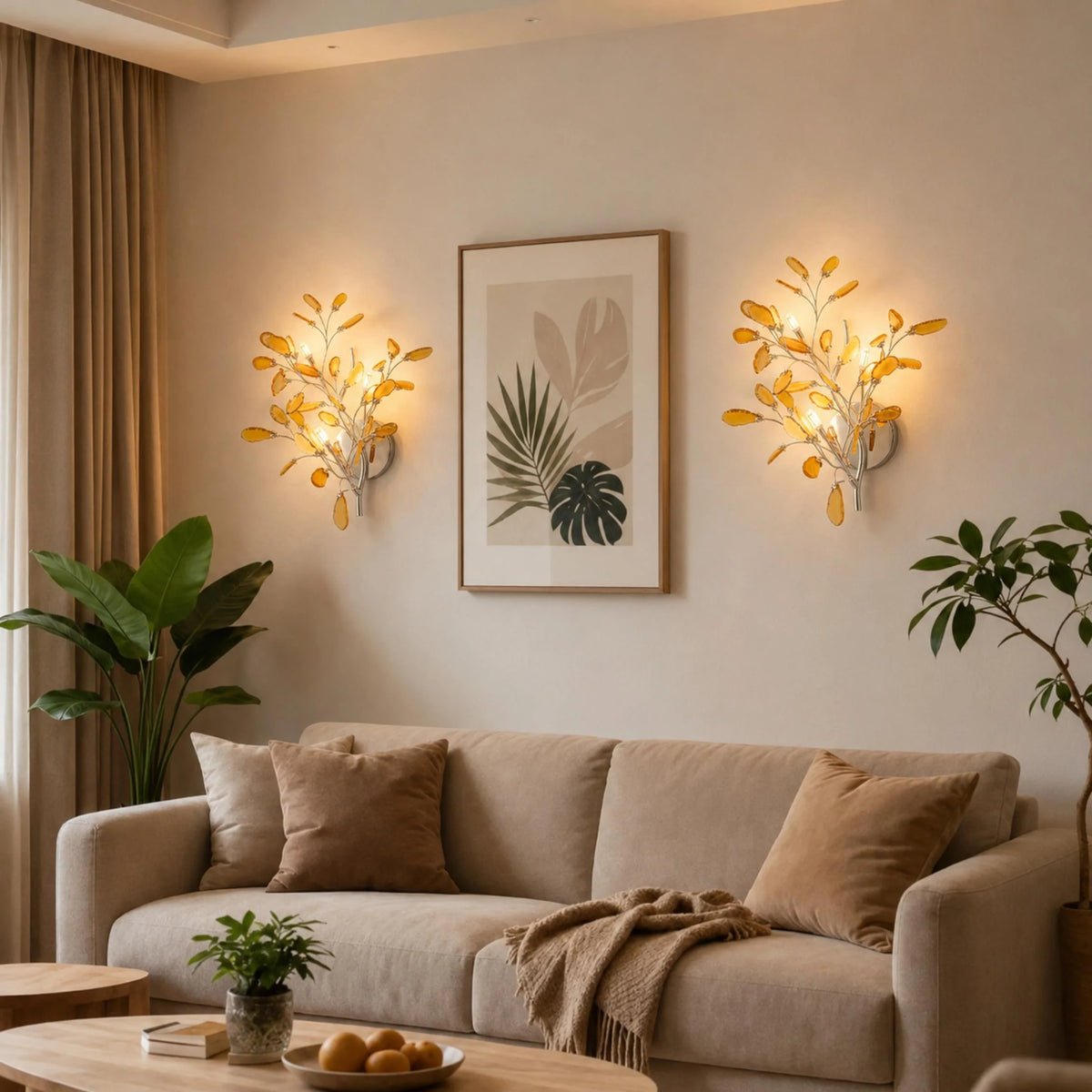 Wall Light Natural Agate Metal Frame Hardwired