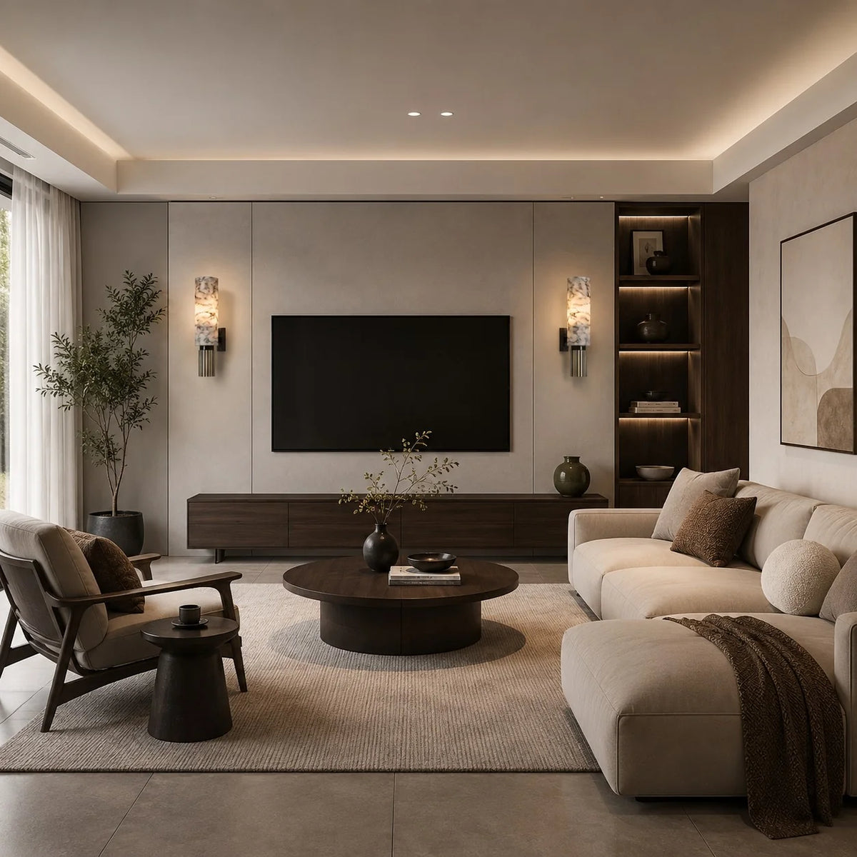 Wall Light Polished Marble Hardwired LED