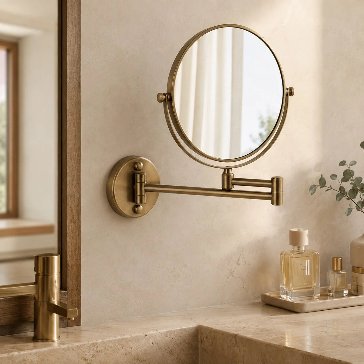 Wall-Mounted Vanity Mirror Dual-Sided Magnifying 360° Rotation