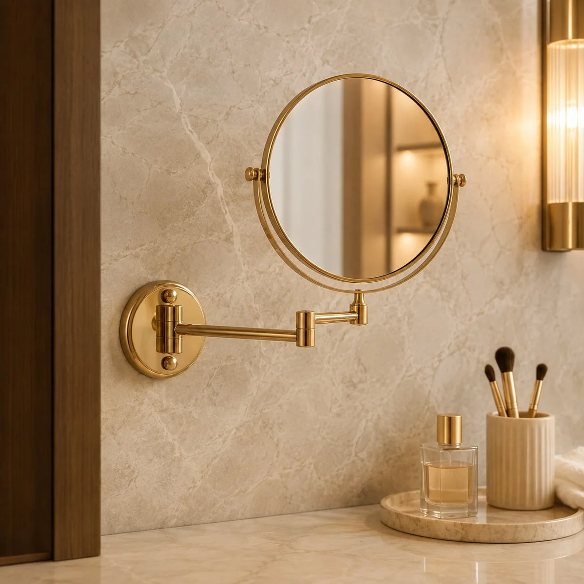 Wall-Mounted Vanity Mirror Dual-Sided Magnifying 360° Rotation