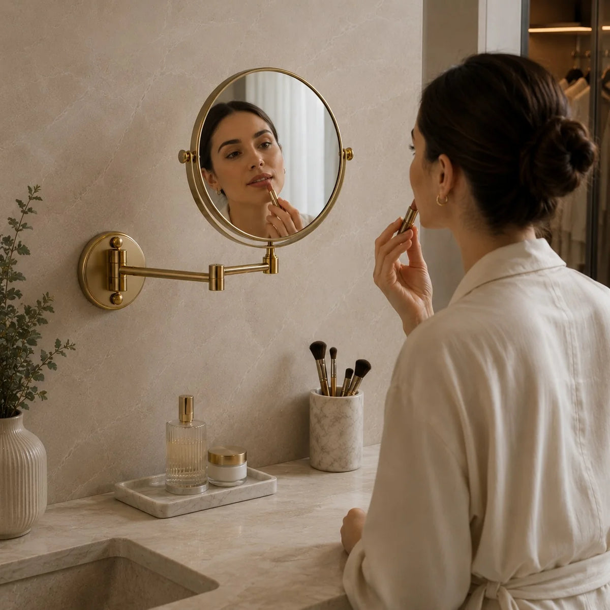 Wall-Mounted Vanity Mirror Dual-Sided Magnifying 360° Rotation