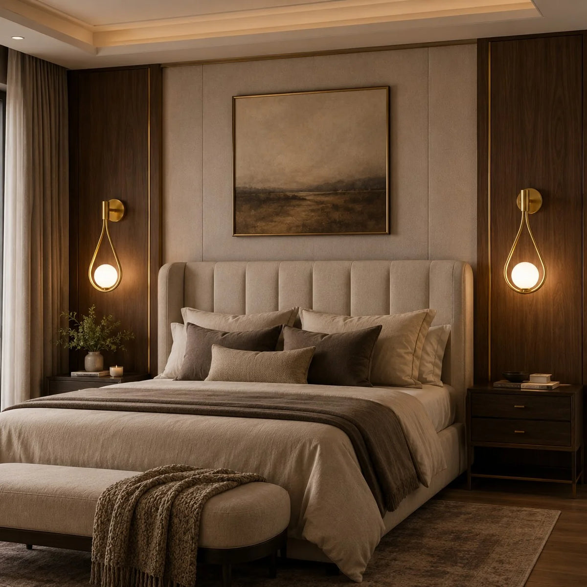 Wall Sconce Adjustable Brass & Glass LED Compatible