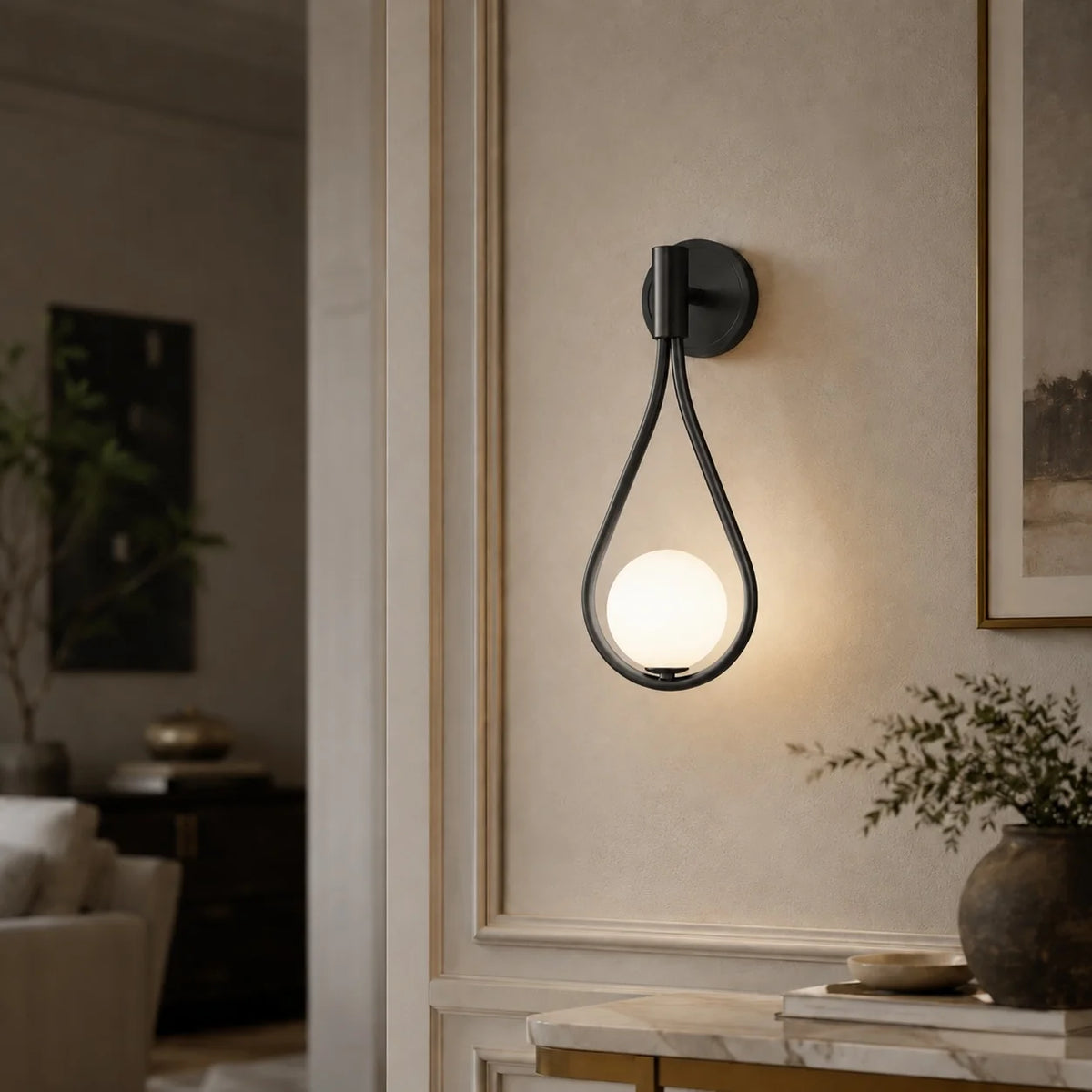 Wall Sconce Adjustable Brass & Glass LED Compatible