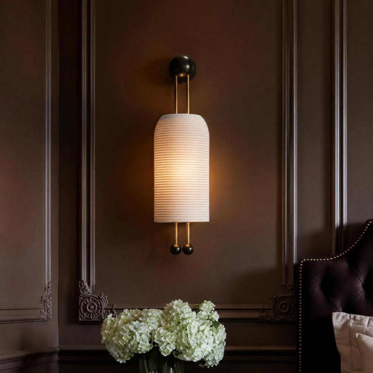 Wall Sconce Adjustable Metal & Glass White Shade