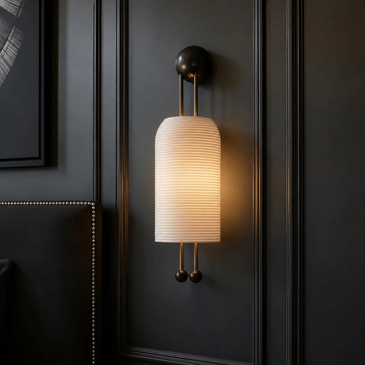 Wall Sconce Adjustable Metal & Glass White Shade