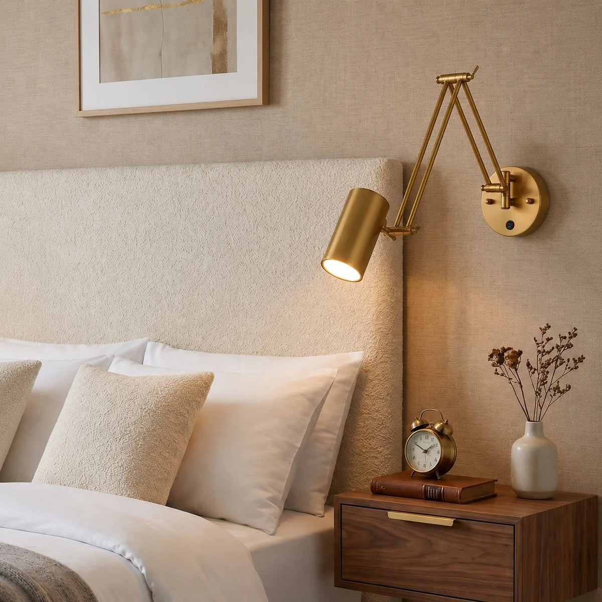 Wall Sconce Adjustable Swing Arm Matte Black & Gold